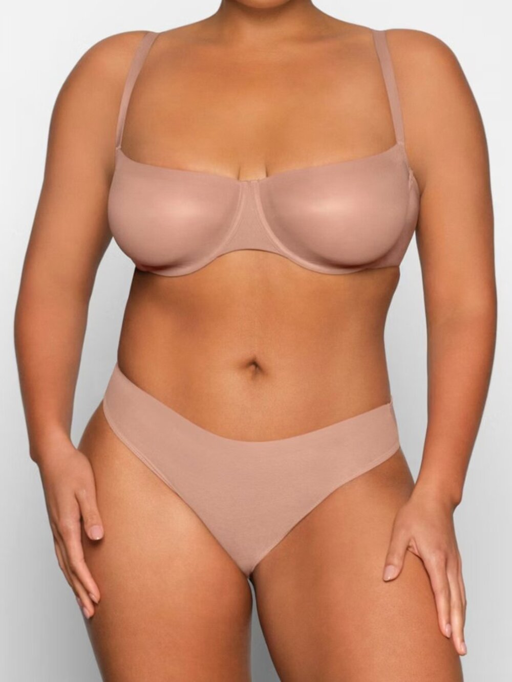 SKIMS No Show Unlined Balconette Bra (34E/DD, sienna)